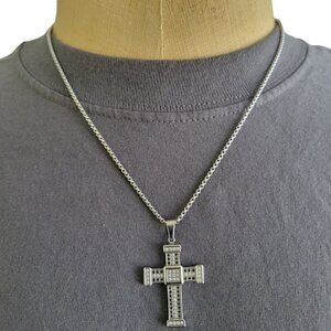 Simone Smith LEGACY Crystal Cross Pendant Stainless Silver ****PENDENT ONLY**